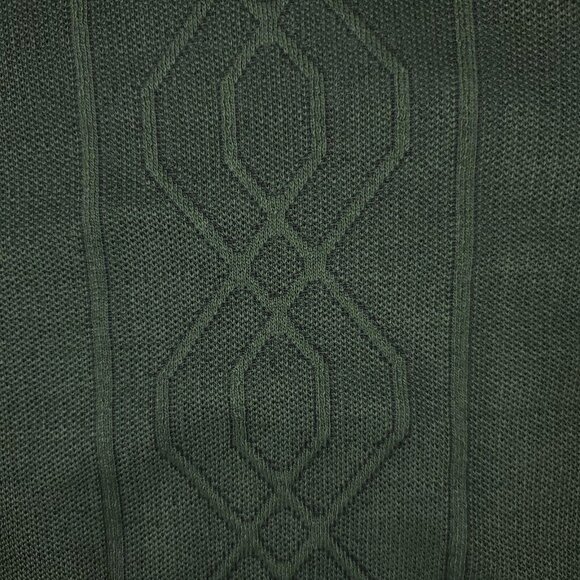 Craft + Flow Sweater Polo Mens Large Green Thyme Cable Knit Long Sleeve - Picture 6 of 11